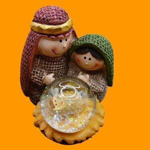 Nativity Scene Figurine With Snow Globe Accents